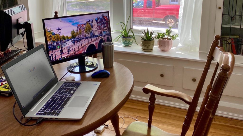 a laptop on a table