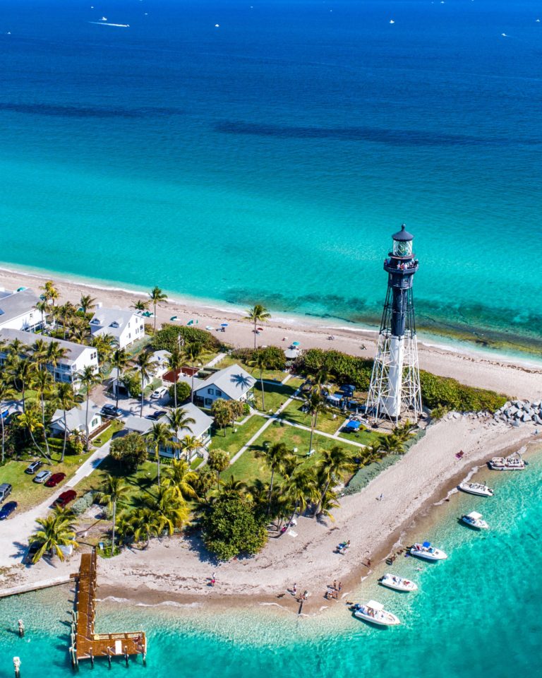 a lighthouse on a beach