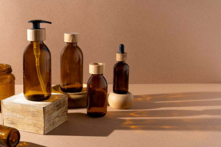 a group of glass bottles