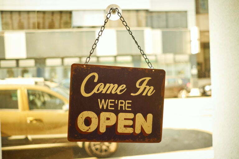 a sign on a window