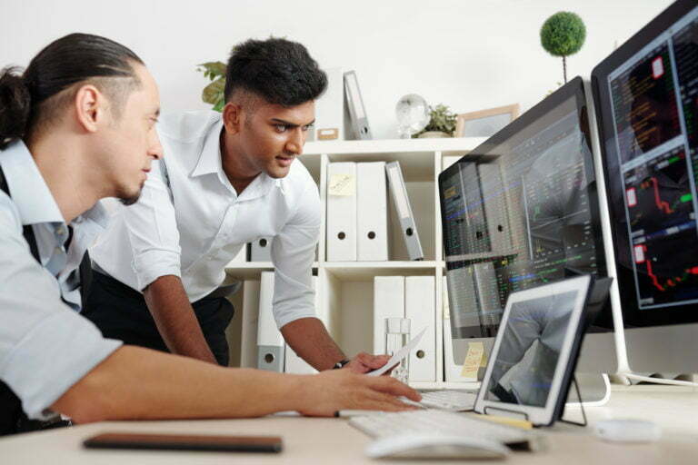 Traders monitoring stock market