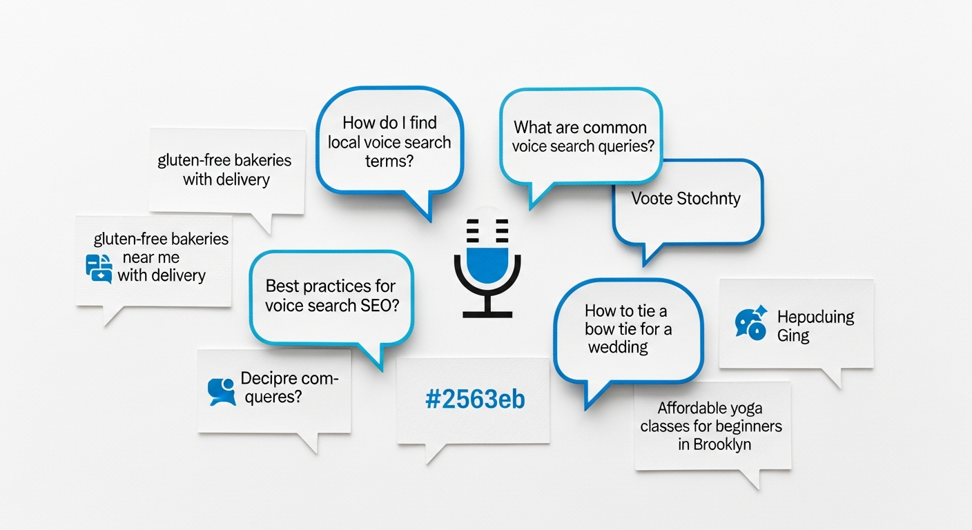 Diagram illustrating the shift from keyword search to conversational voice search with AI assistants